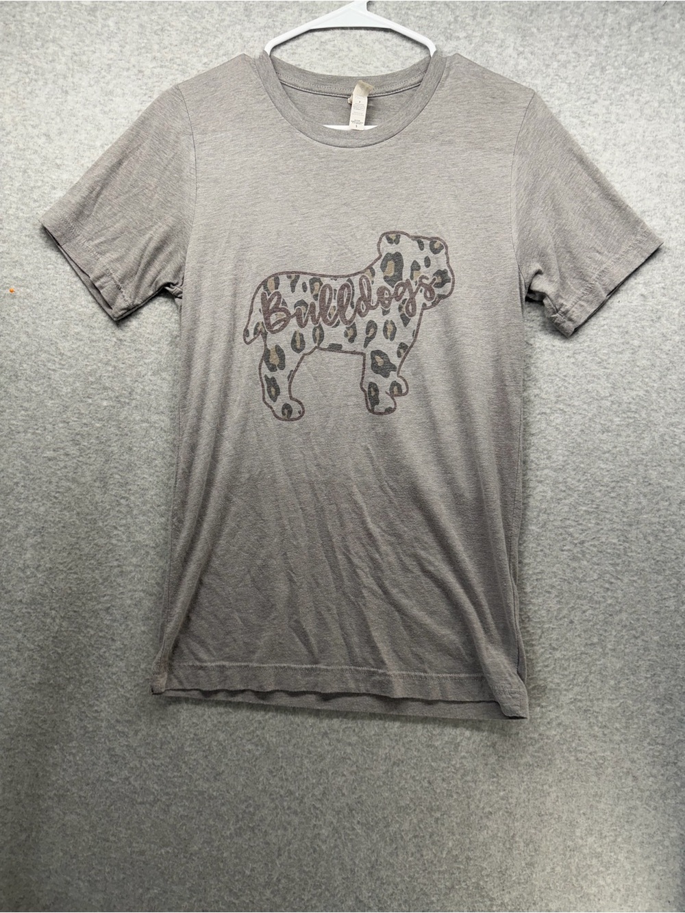 Bella Canvas Gray Bulldog Leopard Graphic Tee
